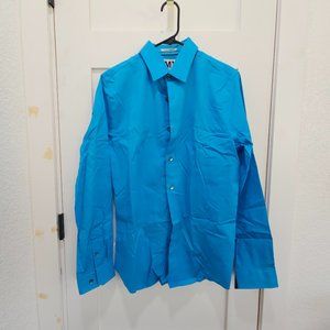 Blue Button Up - Collar - Long Sleeve - Extra Slim Fit - M, 15-15.5